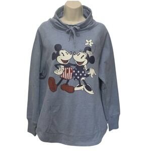 Disney Parks Women’s Patriotic Mickey Minnie Cowl Neck Pullover Large